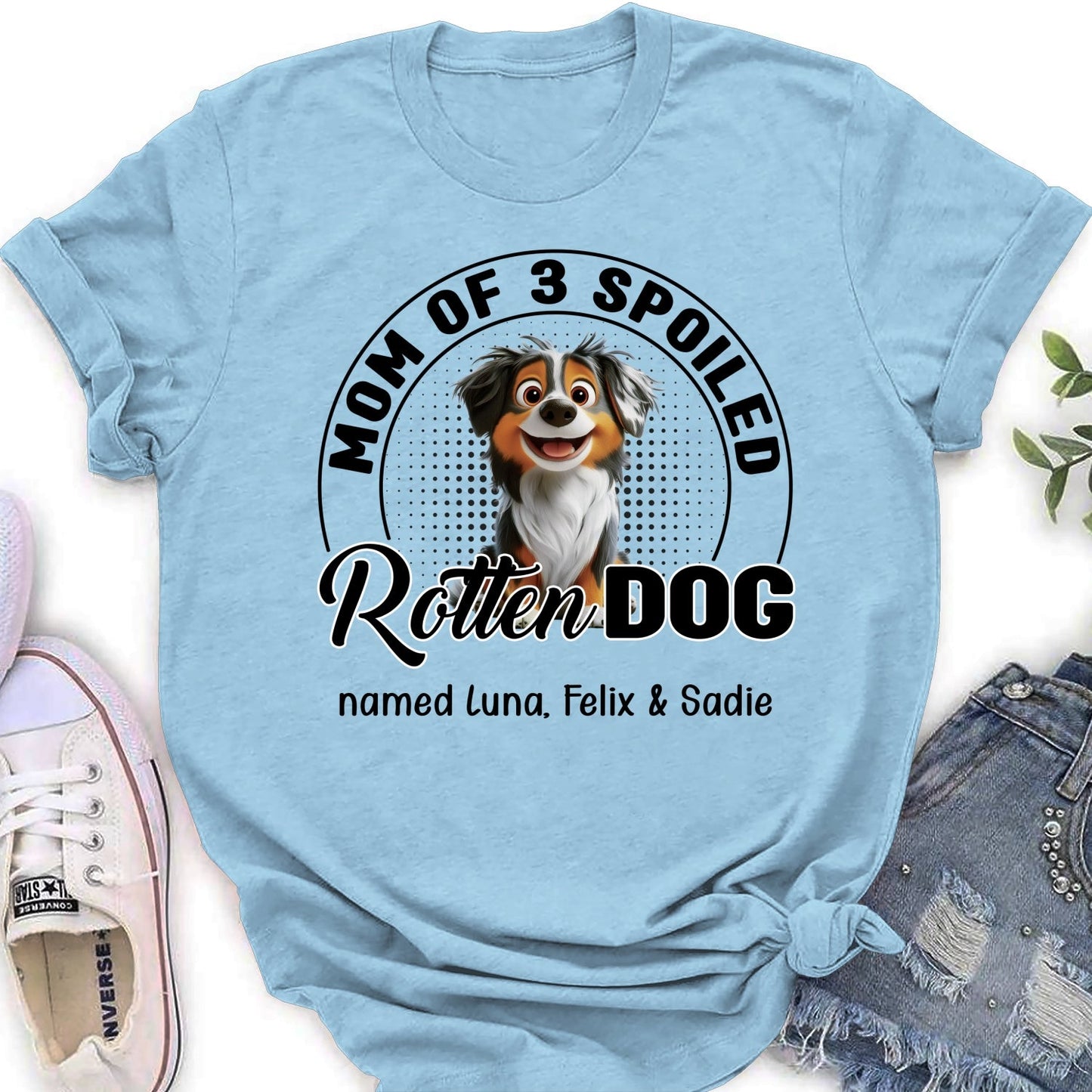 Lovely Spoiled Rotten Dog Chibi Cartoon - Personalized Custom Women's T-Shirt