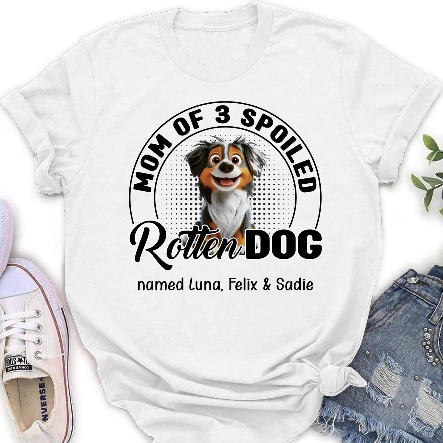 Lovely Spoiled Rotten Dog Chibi Cartoon - Personalized Custom Women's T-Shirt
