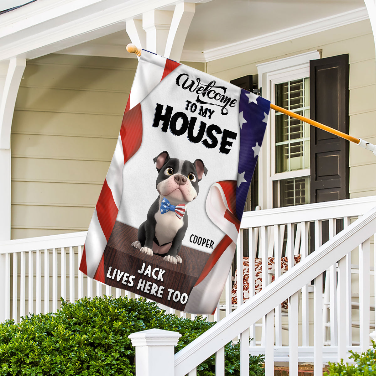 Welcome To American Dog House - Personalized Custom Flag