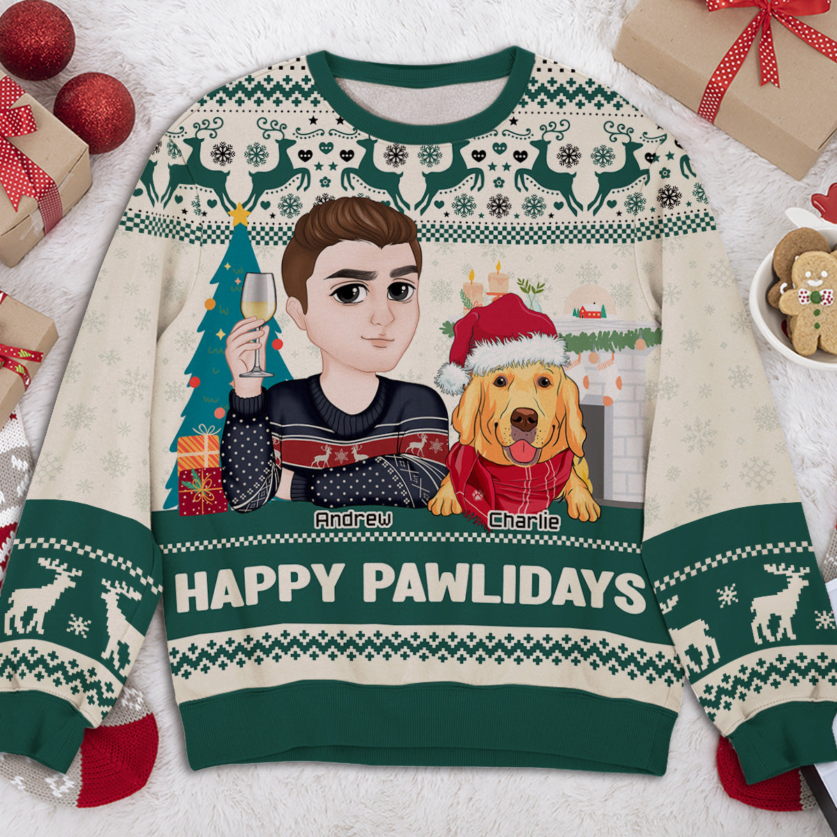 Happy Pawlidays To Fur Mom - Personalized Custom All-Over-Print Sweatshirt
