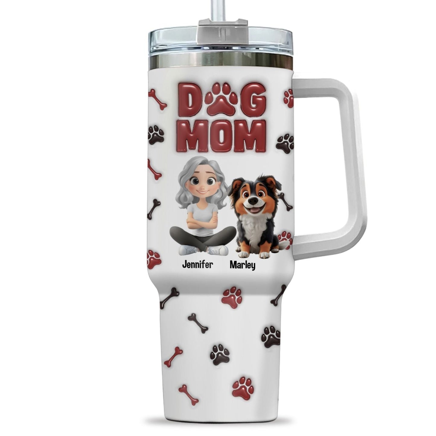 Lovely Dog Mama - Personalized Custom 3D Inflated Effect Tumbler