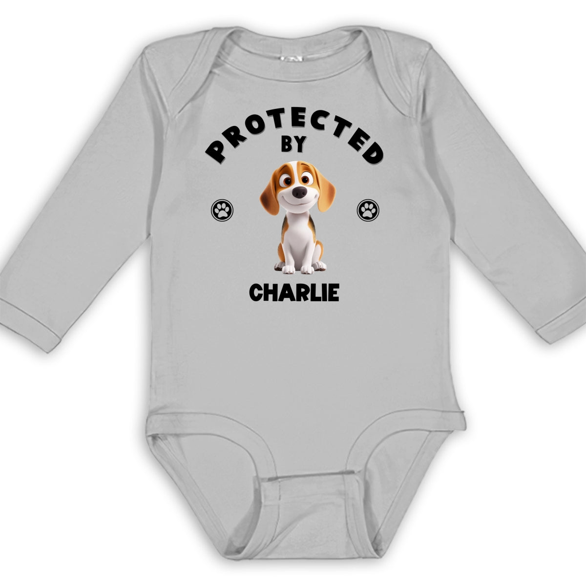 Human Protected By Dogs - Personalized Custom Long Sleeve Baby Onesie