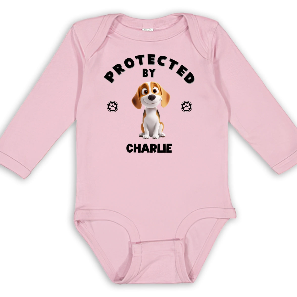 Human Protected By Dogs - Personalized Custom Long Sleeve Baby Onesie