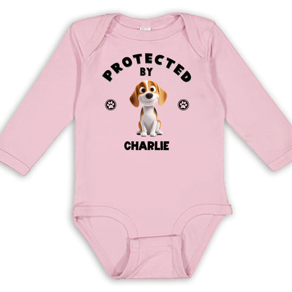Human Protected By Dogs - Personalized Custom Long Sleeve Baby Onesie