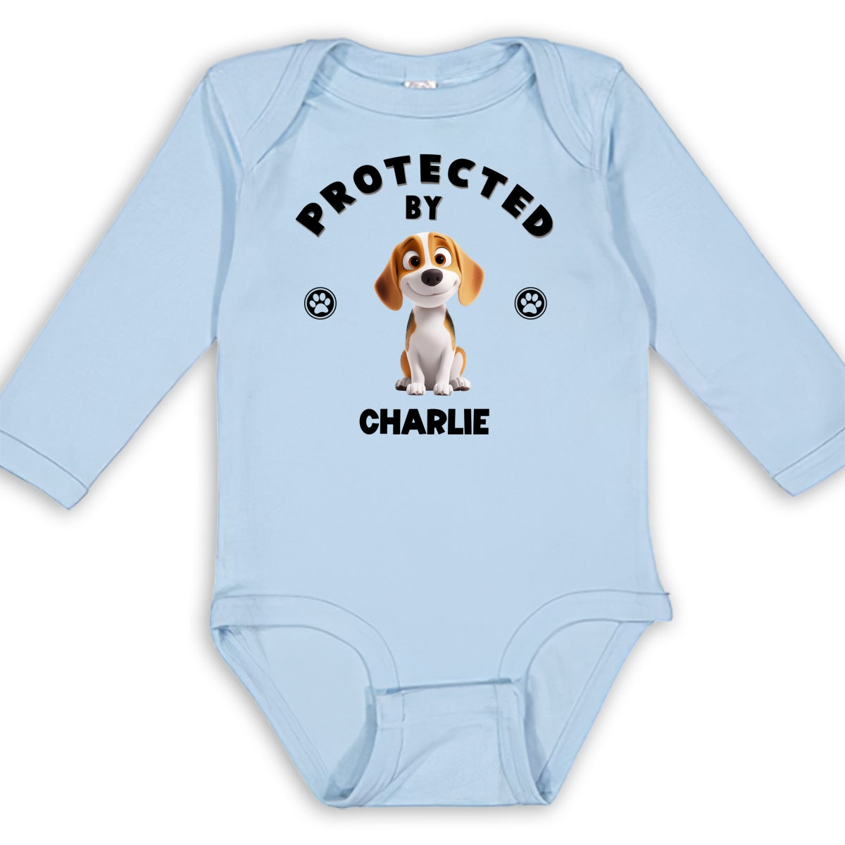 Human Protected By Dogs - Personalized Custom Long Sleeve Baby Onesie