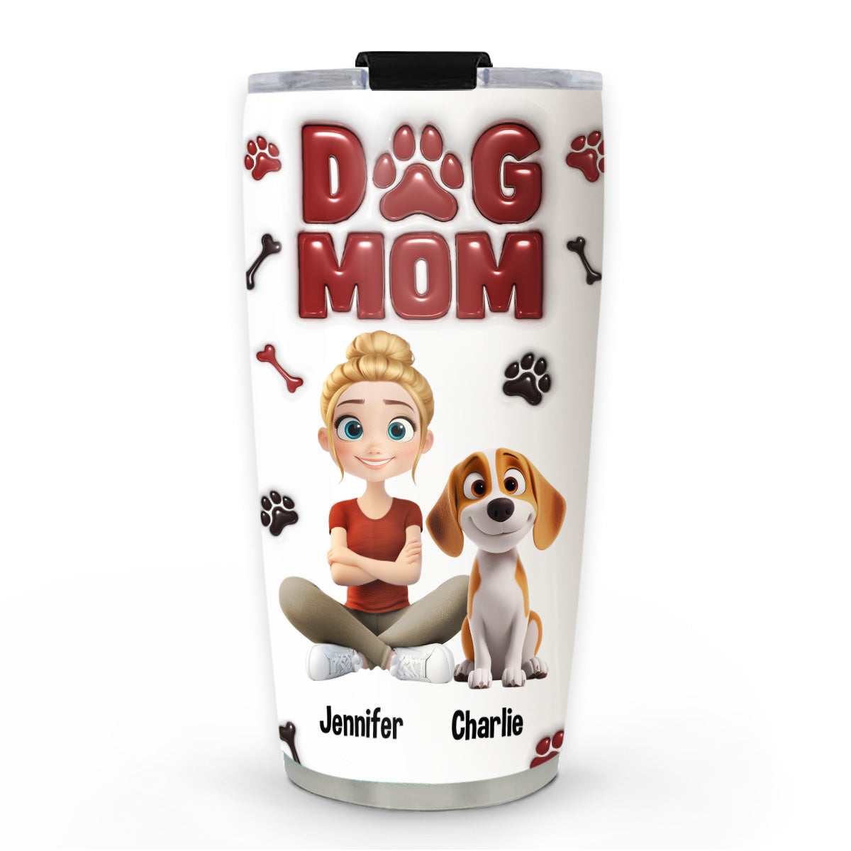 Lovely Dog Mama - Personalized Custom 3D Inflated Effect Tumbler