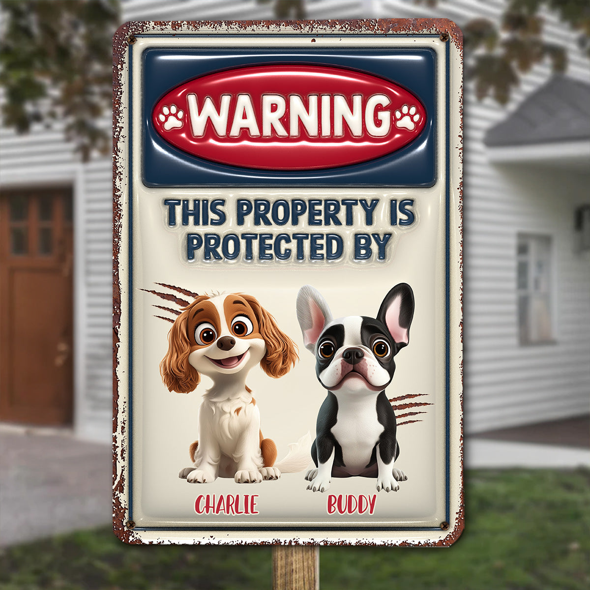 Property Is Protected By Ver 2 - Personalized Custom 3D Inflated Effect Metal Sign