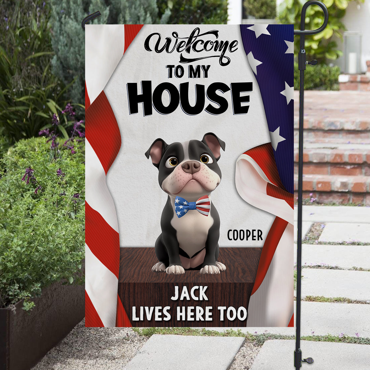 Welcome To American Dog House - Personalized Custom Flag