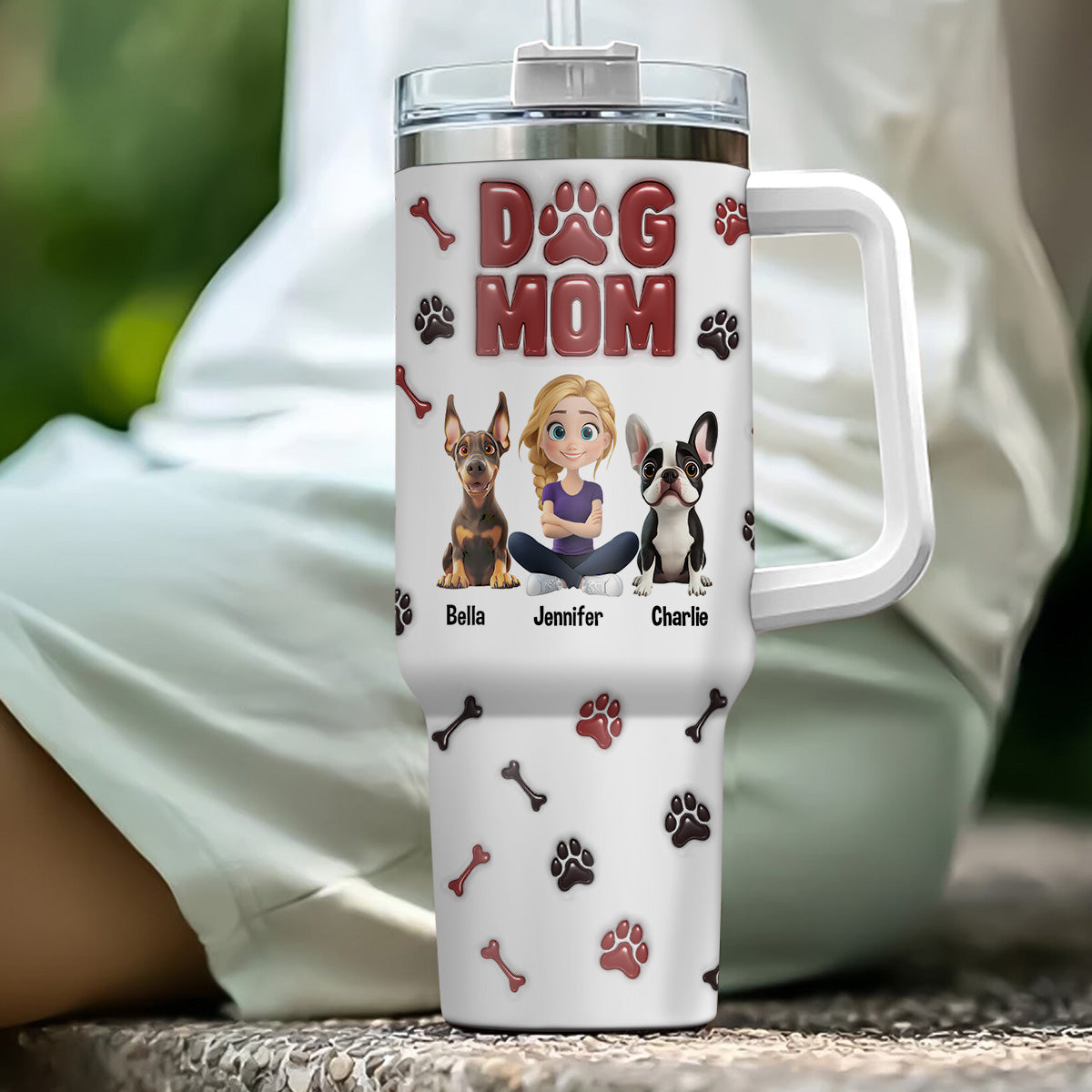 Lovely Dog Mama - Personalized Custom 3D Inflated Effect Tumbler