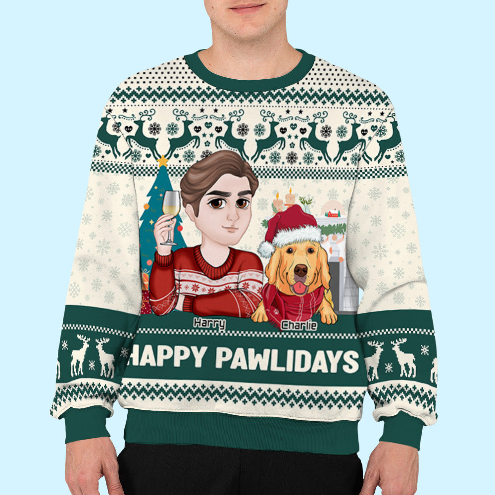 Happy Pawlidays To Fur Mom - Personalized Custom All-Over-Print Sweatshirt