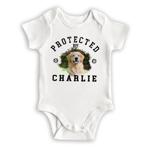 Protected By Pets Photo - Personalized Custom Baby Onesie