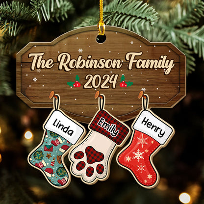 Family With Pet - Personalized Custom Wood Ornament