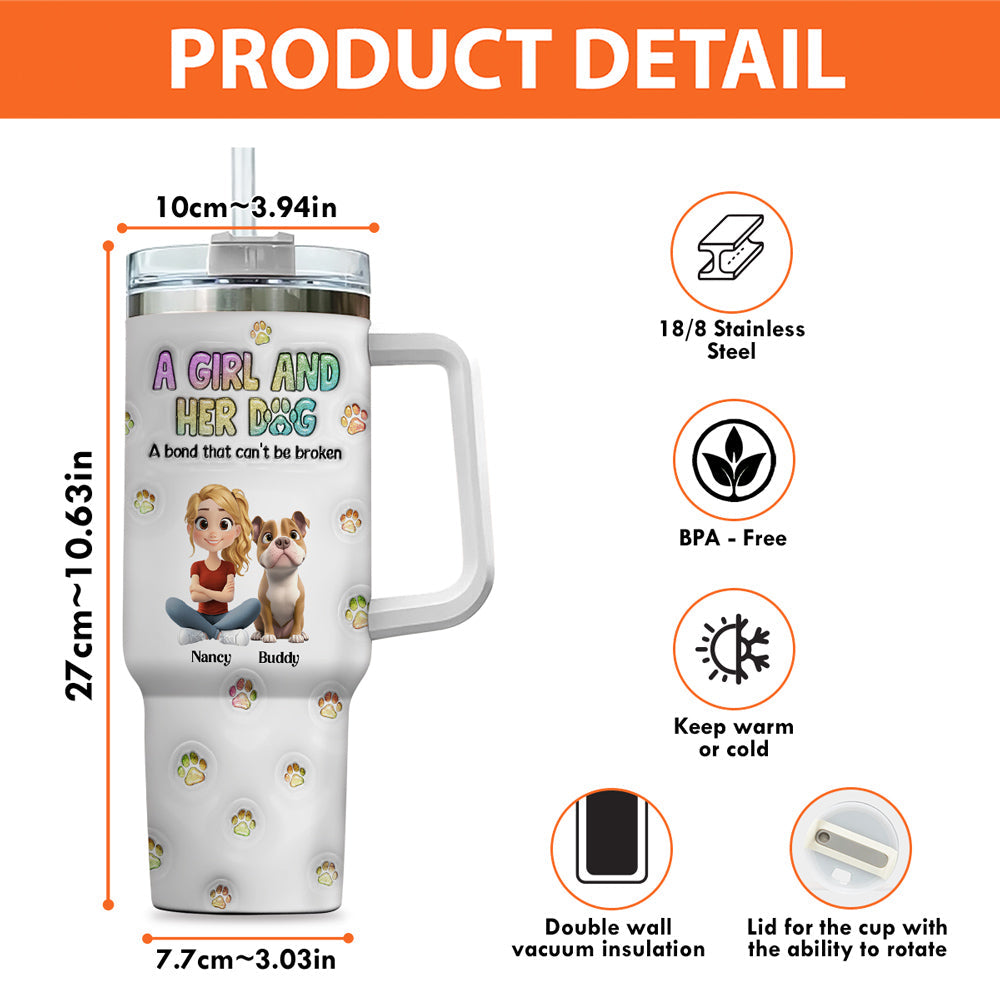 A Girl And Her Dog - Personalized Custom 3D Inflated Effect Tumbler