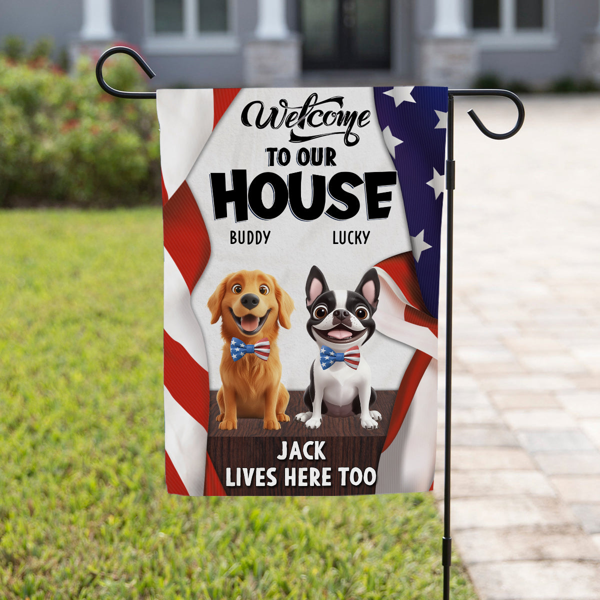 Welcome To American Dog House - Personalized Custom Flag