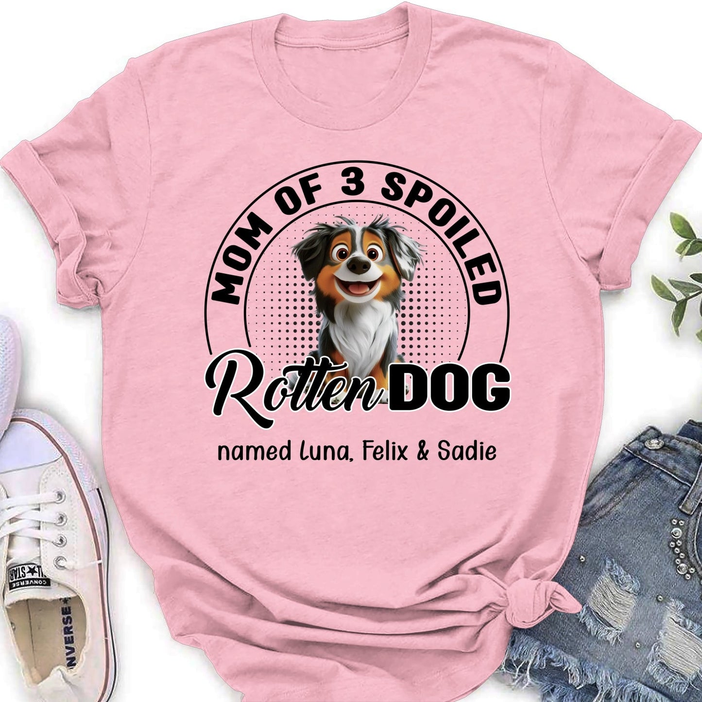 Lovely Spoiled Rotten Dog Chibi Cartoon - Personalized Custom Women's T-Shirt