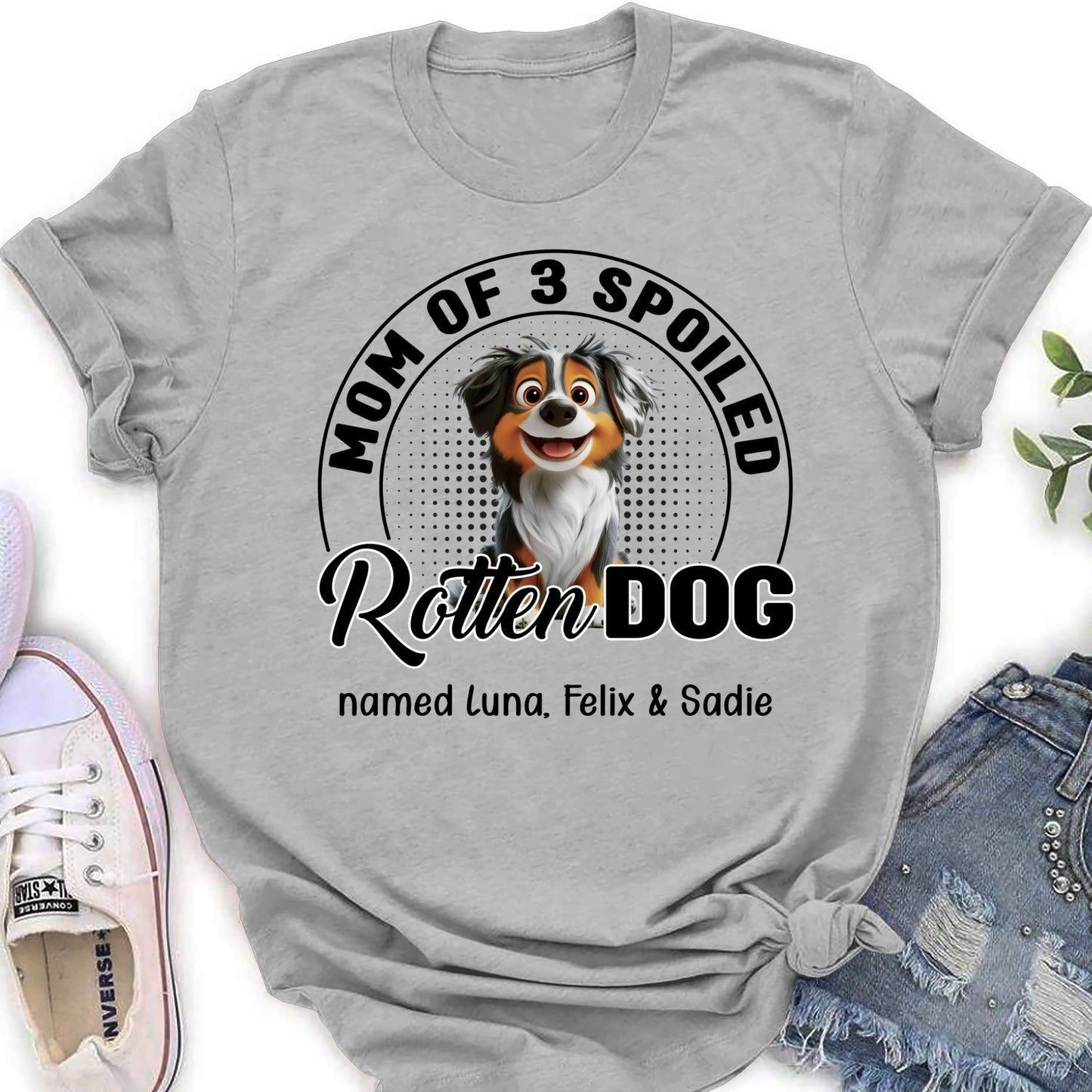 Lovely Spoiled Rotten Dog Chibi Cartoon - Personalized Custom Women's T-Shirt