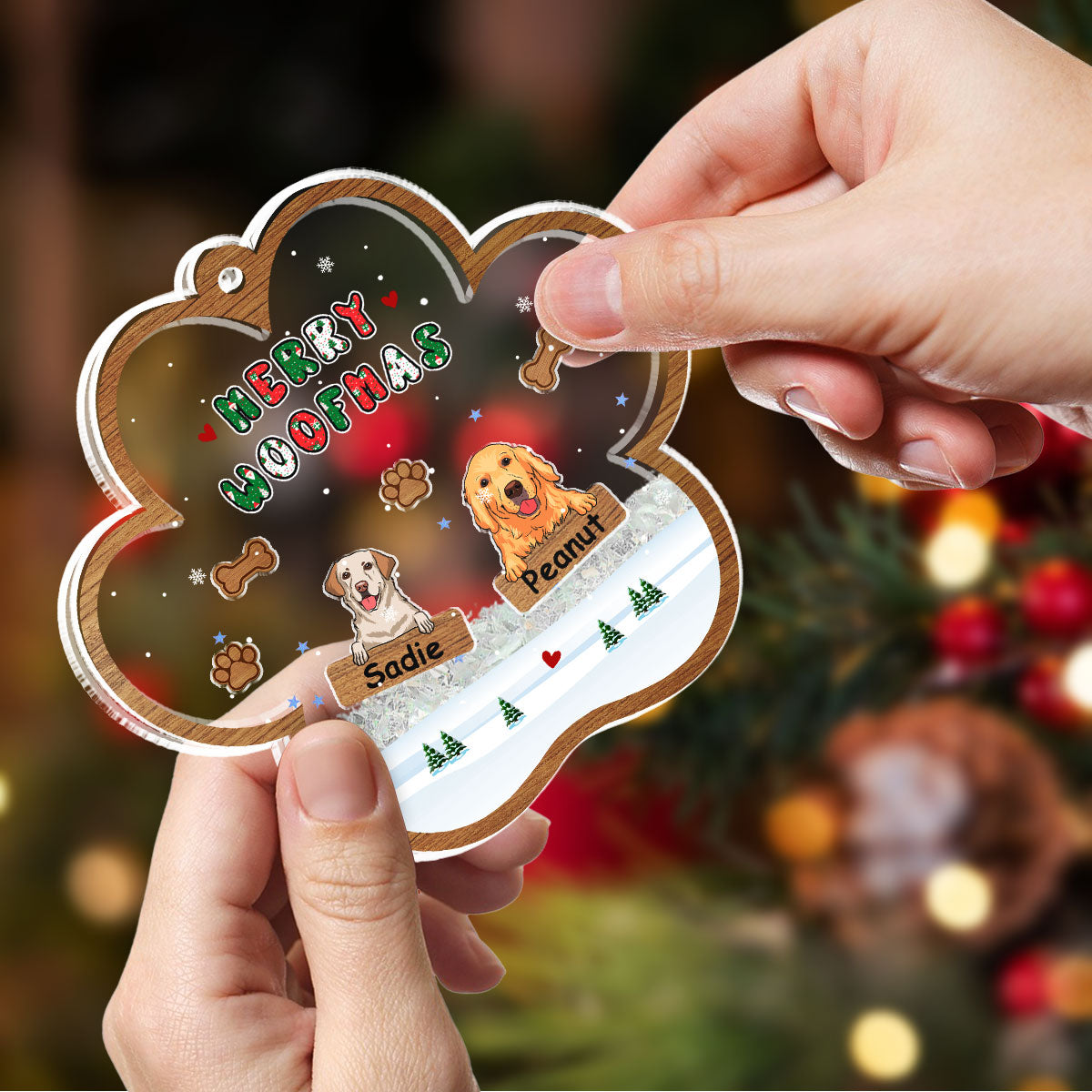 Woofmas Winter - Personalized Custom Acrylic Shaker Ornament