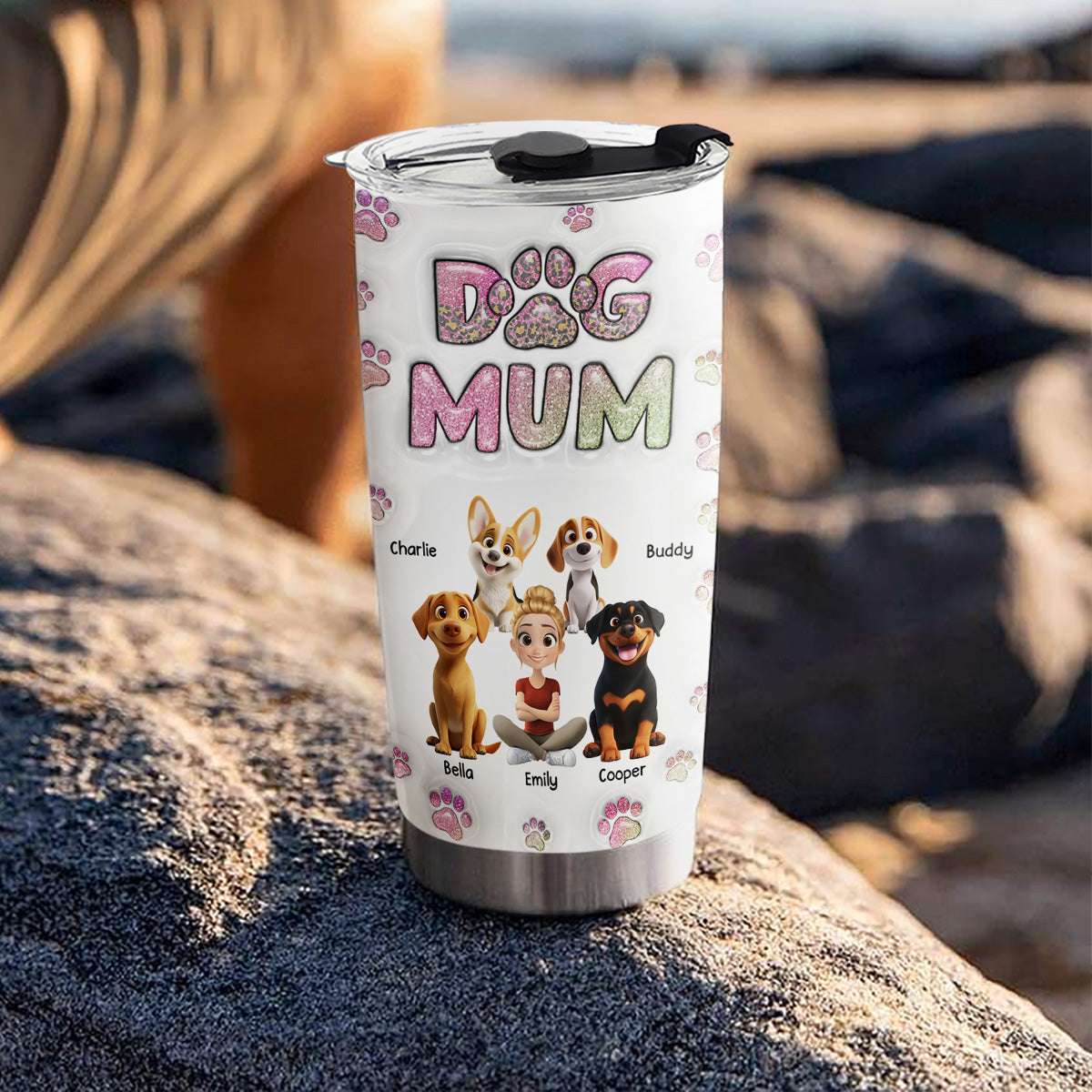 Dog Mom Lovely Chibi - Personalized Custom 3D Inflated Effect Tumbler