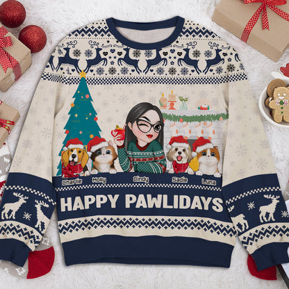 Happy Pawlidays To Fur Mom - Personalized Custom All-Over-Print Sweatshirt