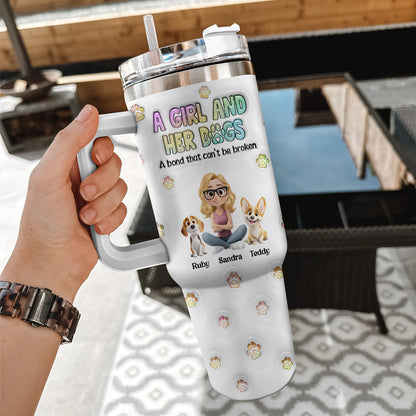 A Girl And Her Dog - Personalized Custom 3D Inflated Effect Printed 40 Oz Tumbler