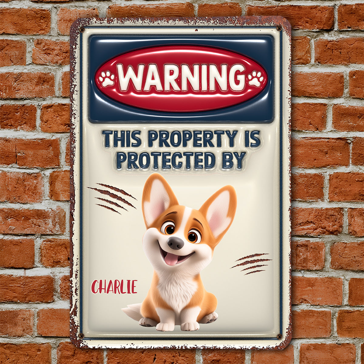 Property Is Protected By Ver 2 - Personalized Custom 3D Inflated Effect Metal Sign