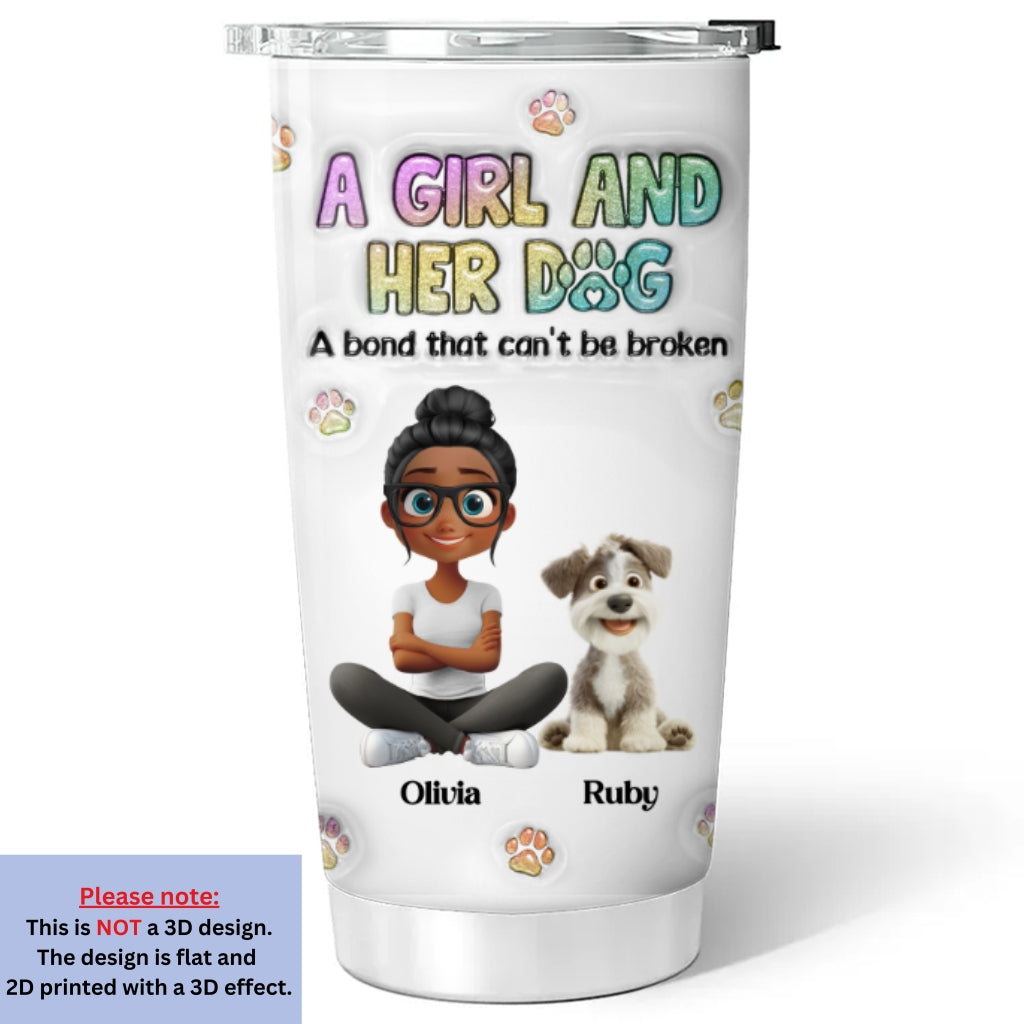 A Girl And Her Dog - Personalized Custom 3D Inflated Effect Tumbler