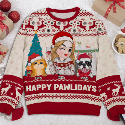Happy Pawlidays To Fur Mom - Personalized Custom All-Over-Print Sweatshirt