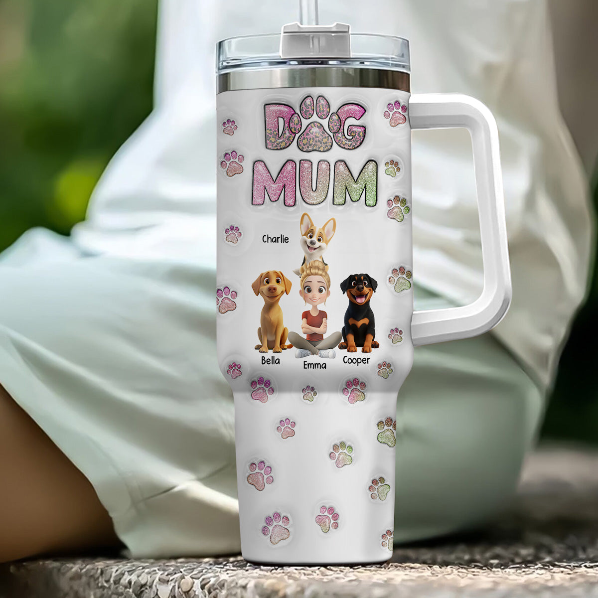 Dog Mom Lovely Chibi - Personalized Custom 3D Inflated Effect Tumbler