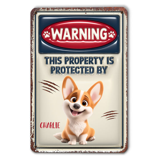 Property Is Protected By Ver 2 - Personalized Custom 3D Inflated Effect Metal Sign