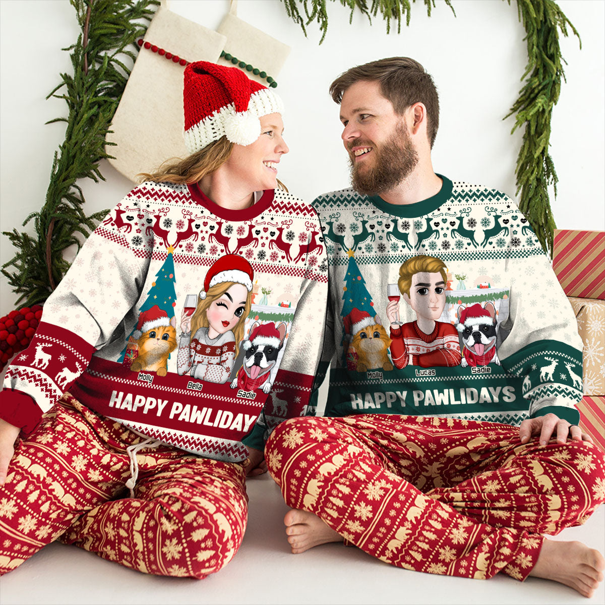Happy Pawlidays To Fur Mom - Personalized Custom All-Over-Print Sweatshirt