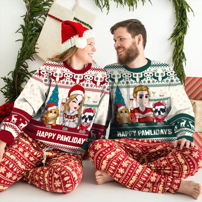 Happy Pawlidays To Fur Mom - Personalized Custom All-Over-Print Sweatshirt