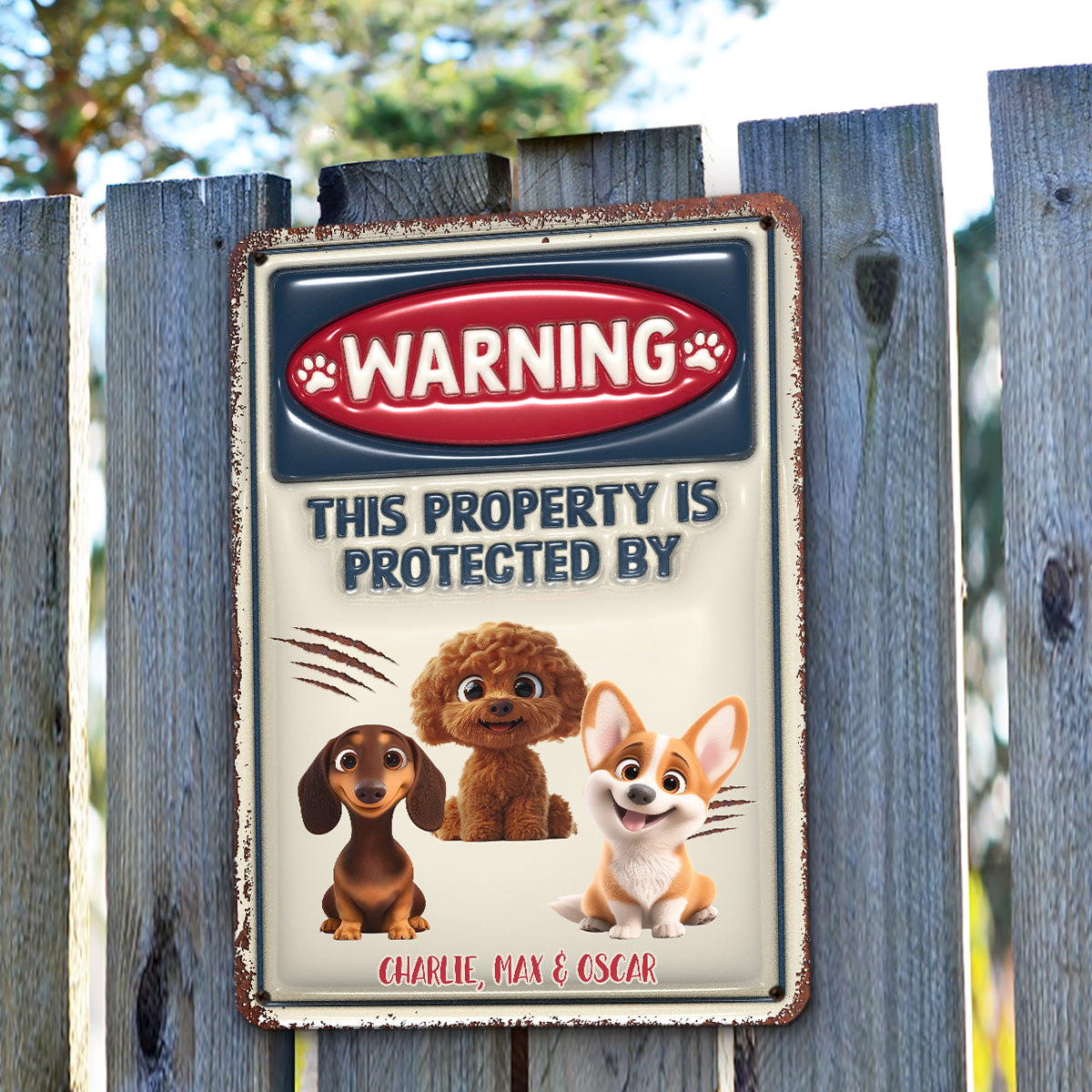 Property Is Protected By Ver 2 - Personalized Custom 3D Inflated Effect Metal Sign
