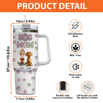 Dog Mom Lovely Chibi - Personalized Custom 3D Inflated Effect Tumbler