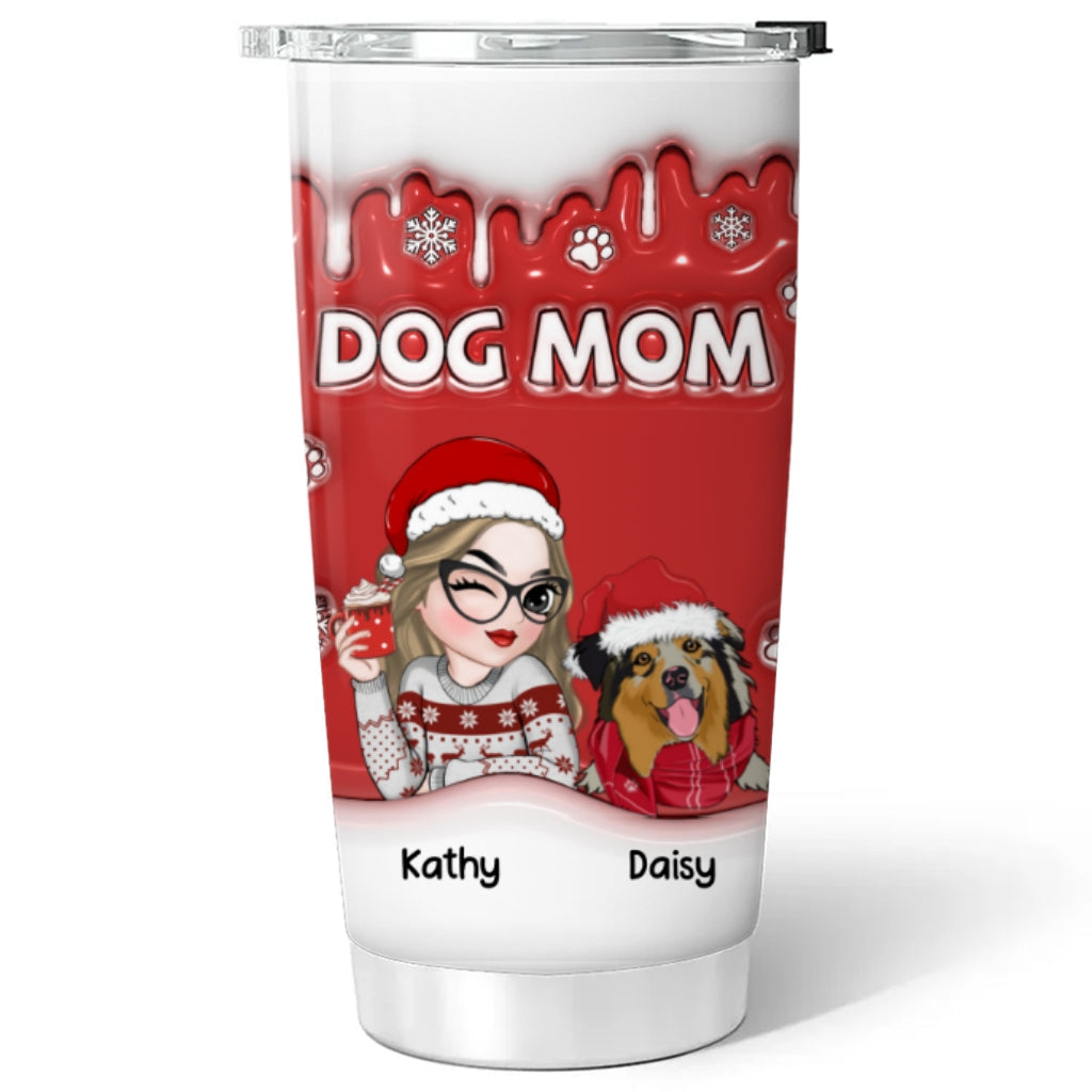 Christmas Mom Of Dogs - Personalized Custom 3D Inflated Effect Tumbler