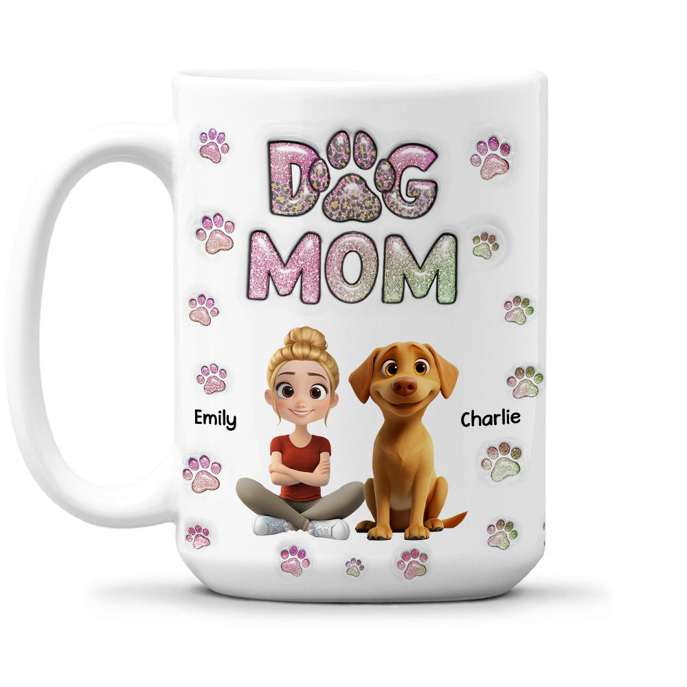 Dog Mom Lovely Chibi - Personalized Custom 3D Inflated Effect Mug