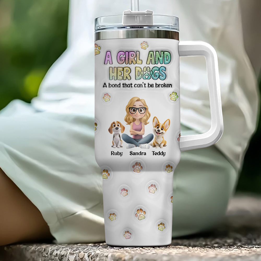 A Girl And Her Dog - Personalized Custom 3D Inflated Effect Printed 40 Oz Tumbler