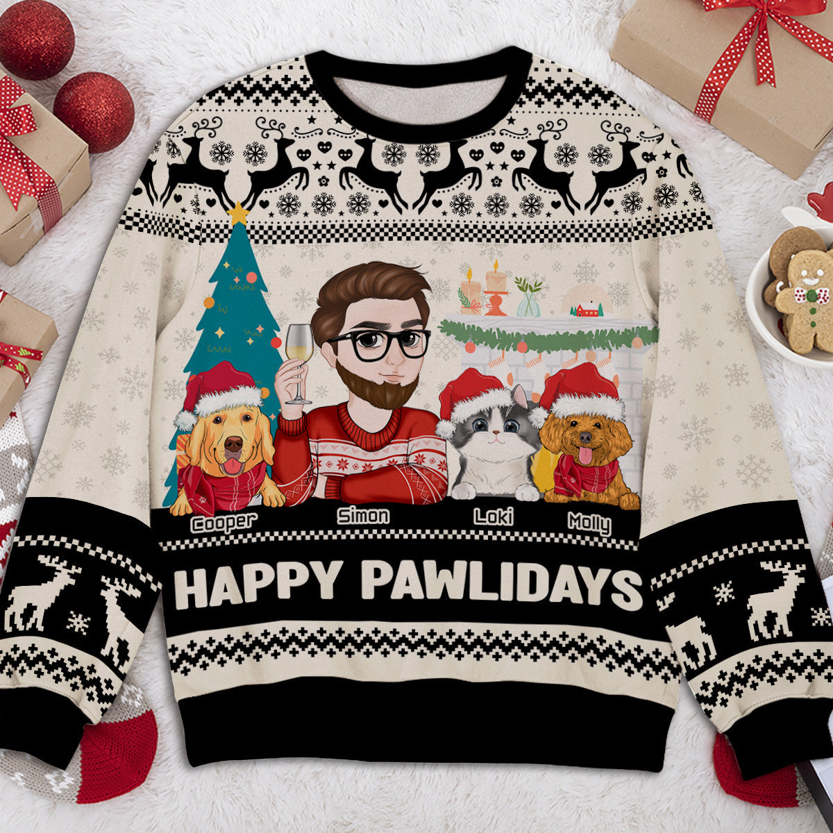 Happy Pawlidays To Fur Mom - Personalized Custom All-Over-Print Sweatshirt