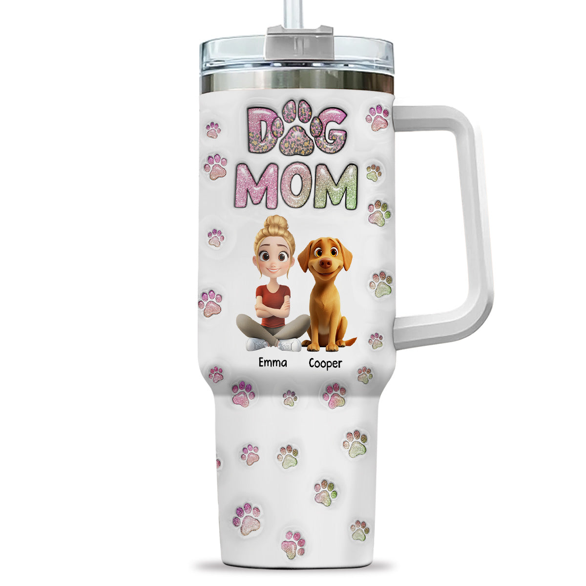 Dog Mom Lovely Chibi - Personalized Custom 3D Inflated Effect Tumbler