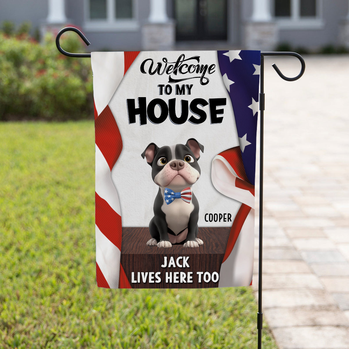 Welcome To American Dog House - Personalized Custom Flag