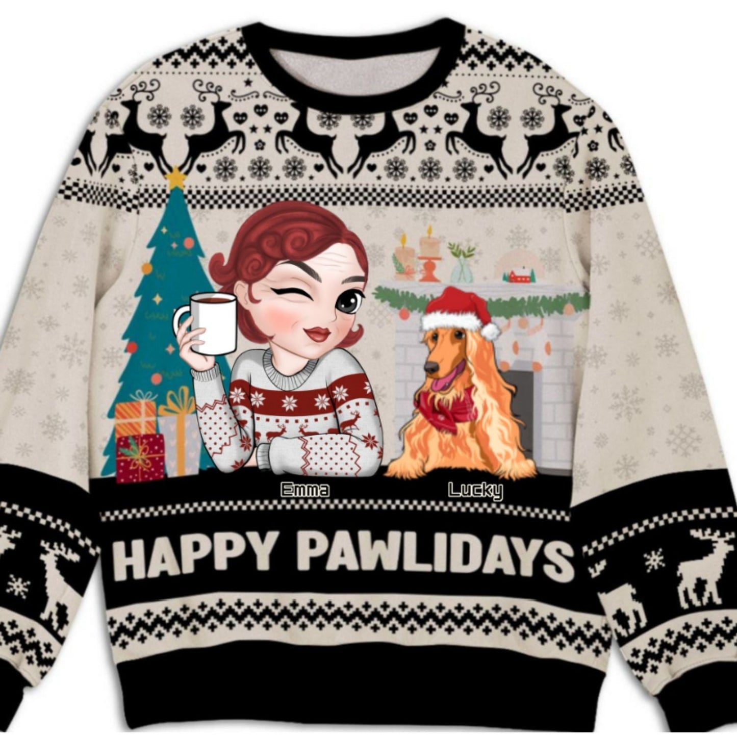 Happy Pawlidays To Fur Mom - Personalized Custom All-Over-Print Sweatshirt
