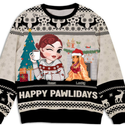 Happy Pawlidays To Fur Mom - Personalized Custom All-Over-Print Sweatshirt